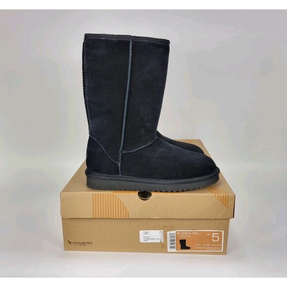 Koolaburra By Ugg Koola Tall Leather Mid Calf Boots Womens Size 5 Black 1017089 - Picture 1 of 12